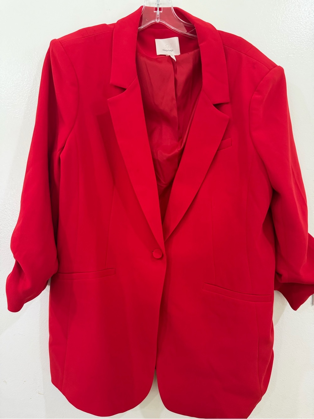 cinq a sept Bold Red Single-Button Blazer